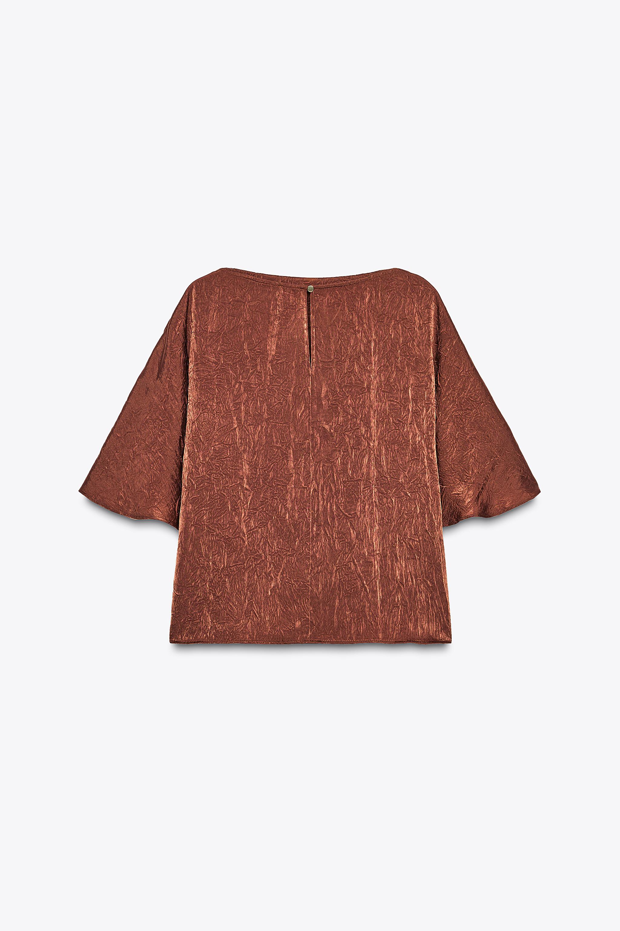 WRINKLED EFFECT SATIN TOP